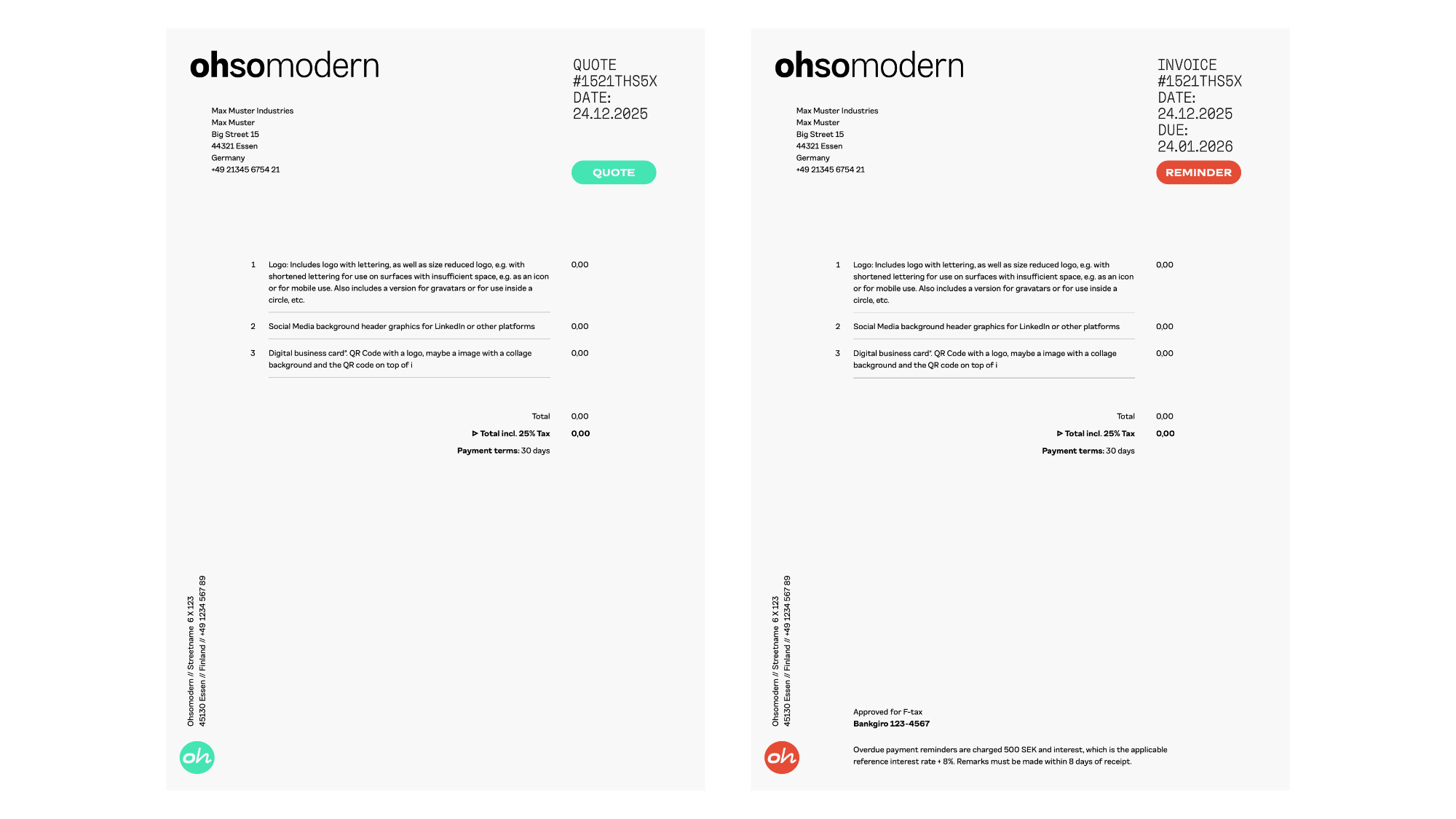 Stationery using the logo lettering and mark together